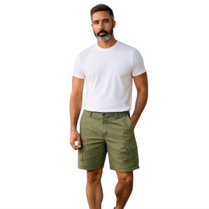 George Khaki Relaxed Fit Hiking Utility Long Casual Cargo Shorts Size 42 x 10